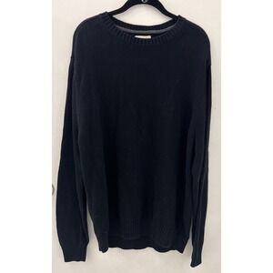 St Johns Bay Mens Black Crew Neck Pullover Long Sleeve Sweater Large Heritage